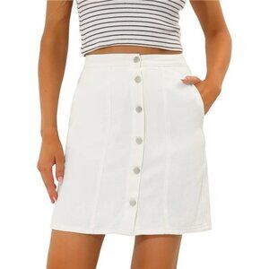 Women's Denim Skirts A-Line Short White